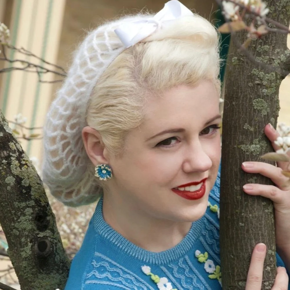 White NEW Pinup Retro rockabilly Vintage Hair Snoods White